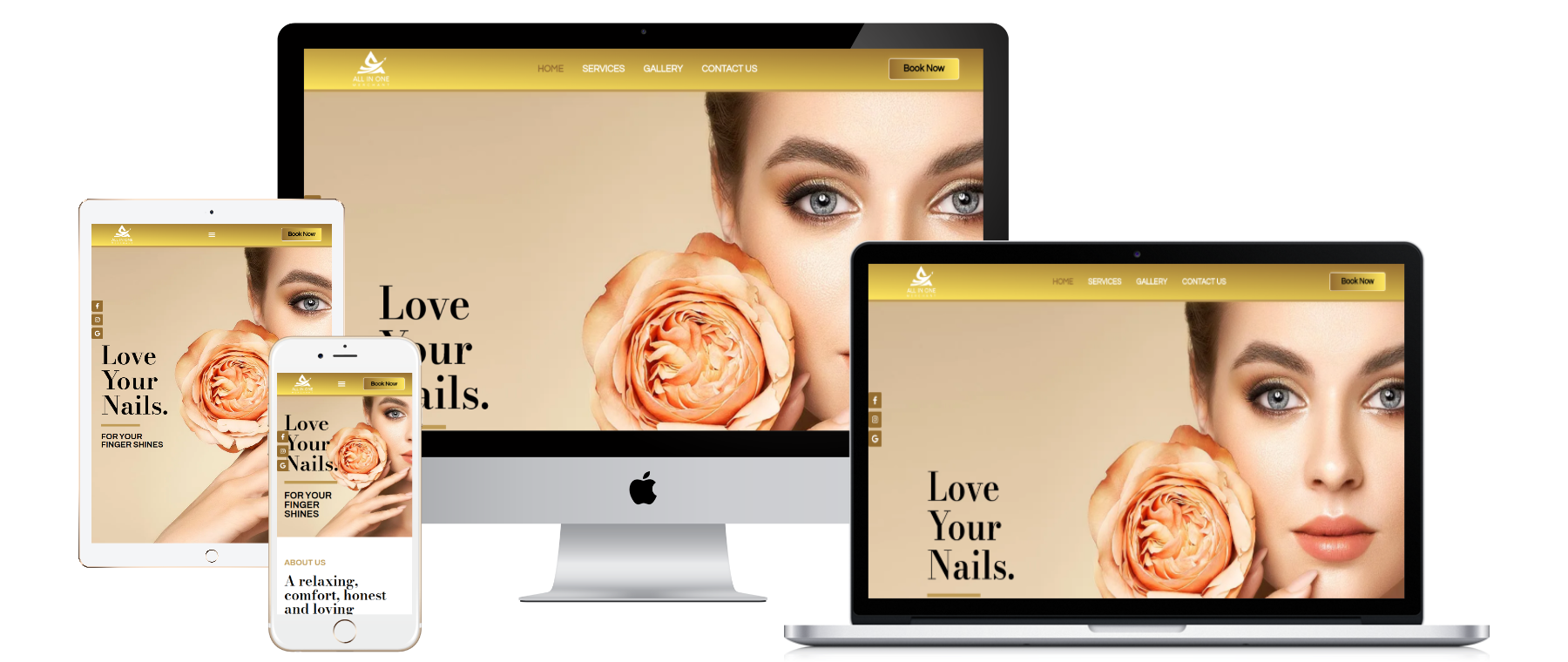 Responsive website mockup for Template A028